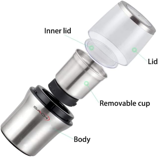 Saachi 2-in-1 Electric Coffee Grinder Plus Wet and Dry Spice Grinder with 2 Stainless Steel Blades Removable Bowls, SA-2915