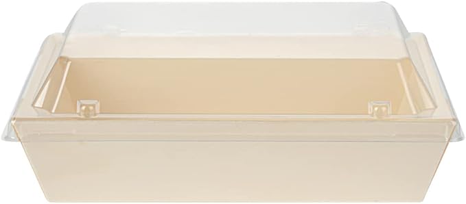 Restaurantware LIDS ONLY: Taipei 6.8 x 5.3 x 1.4 Inch Rectangle Lids 100 Plastic Lids For 20 Ounce Rectangle Wooden Containers - Containers Sold Separately Clear Plastic To Go Box Lids