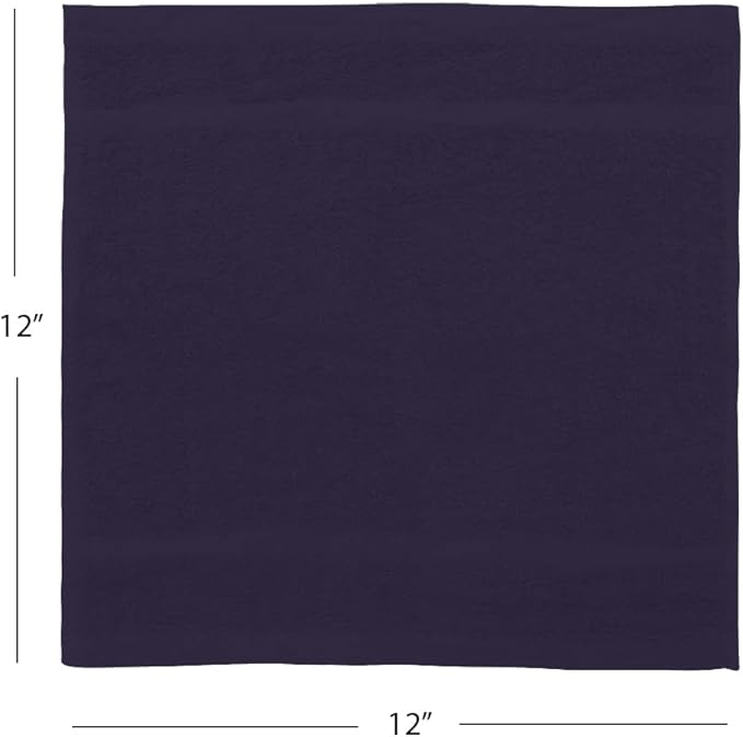 Avalon Towels Cotton Washcloths – (Pack of 36) Size 12x12 Inches, 100% Ring Spun Cotton, Soft & Absorbent Face Towels, Gym Towels, Hotel and Spa Quality, Reusable Fingertip Towels (Plum)