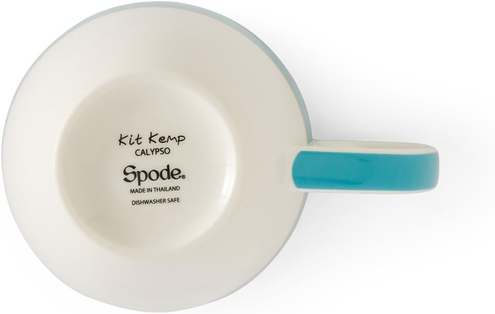 Spode Kit Kemp 17oz Calypso Mug | Vibrant Turquoise | Porcelain | Dishwasher and Microwave Safe | For Coffee and Tea | Fabulous Gift | Home or Office Use