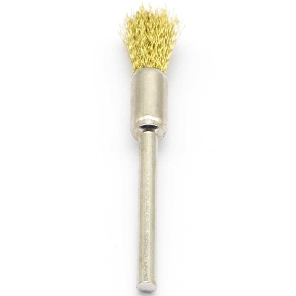 20PCS Brass Wire Brushes - Metal Rust Removal, Cleaning, and Polishing - 6mm Diameter, 1/8โณ (3mm) Shaft - Removes Burrs, Dust, and Oxide Layer - Handles Rough Surfaces - Rotary Tool Accessories