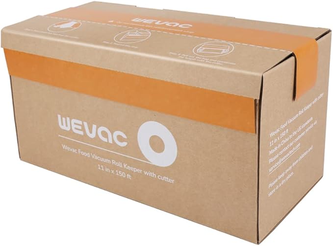 Wevac 11” x 150’ Food Vacuum Seal Roll Keeper with Cutter, Ideal Vacuum Sealer Bags for Food Saver, BPA Free, Commercial Grade, Great for Storage, Meal prep and Sous Vide