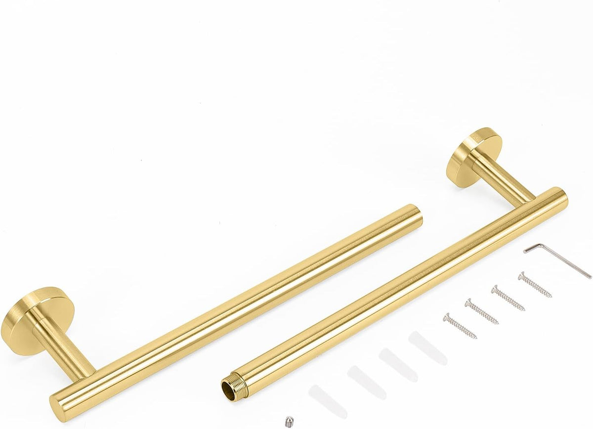 NearMoon Bath Towel Bar, Bath Accessories Thicken Stainless Steel Shower Towel Rack for Bathroom, Towel Holder Wall Mounted (1 Pack, Brushed Gold, 24 Inch)