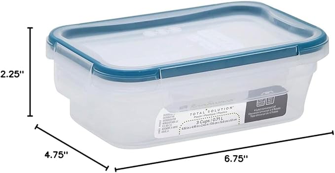 Snapware Total Solutions (5-Pack, 3 Cup) Plastic Food Storage Containers Set, Airtight & Leakproof Locking BPA-Free Lids Tupperware, Freezer Dishwasher Microwave Safe