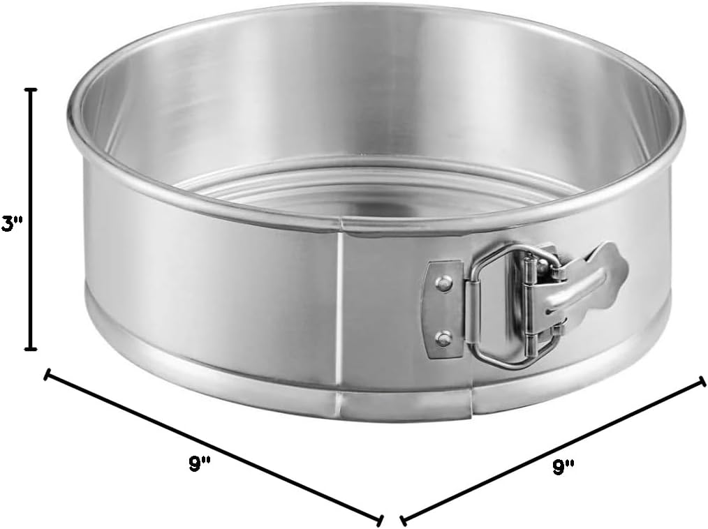 Soro Essentials- 9'' x 3'' Deep Aluminum Round Spring Form Pan- Leak Proof Cheesecake Pan Spring Form Pans with Removable Bottom and Quick Release Latch for Baking Cheesecake Cakes