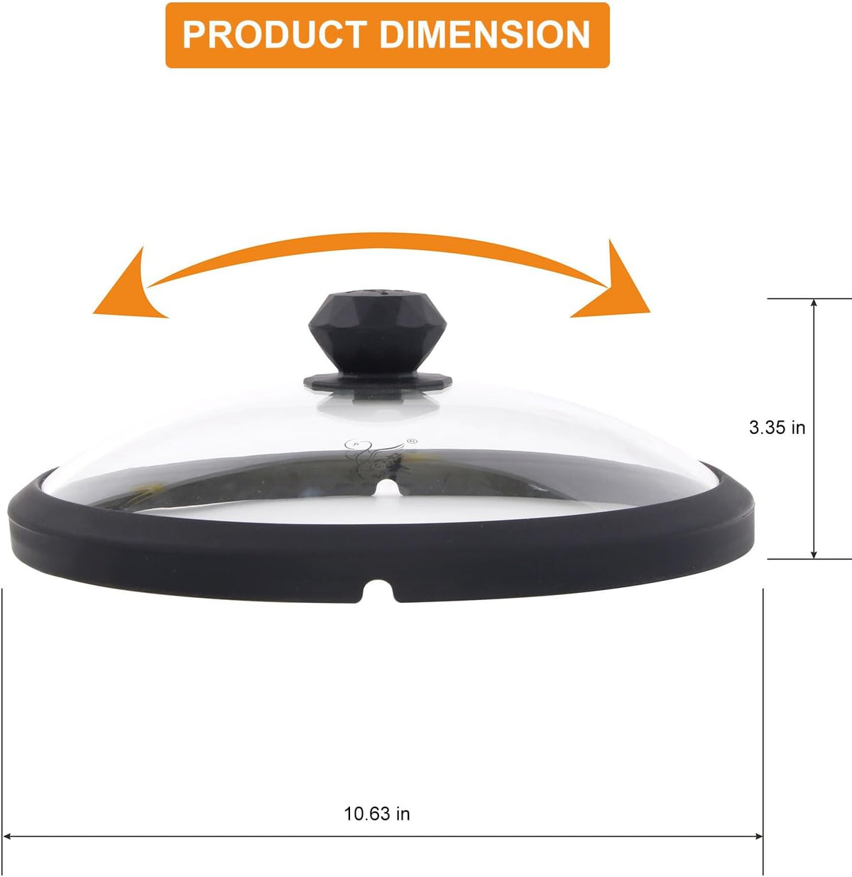 Glass Microwave Cover for Food 10.5 Inch Microwave Splatter Cover With Easy Grip Diamond Shape Handle Microwave Cover Glass Guard Lid Vented Edge Plate Cover for Heating Food (Black)