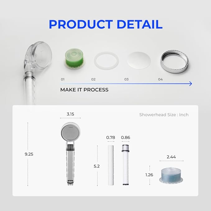 Bodyluv Vita Puresome Shower Head, One purification filter cartridge included, Handheld Hard Water Softener, Strong Water Pressure Water Saving For Bathroom (Mandarin Tea)