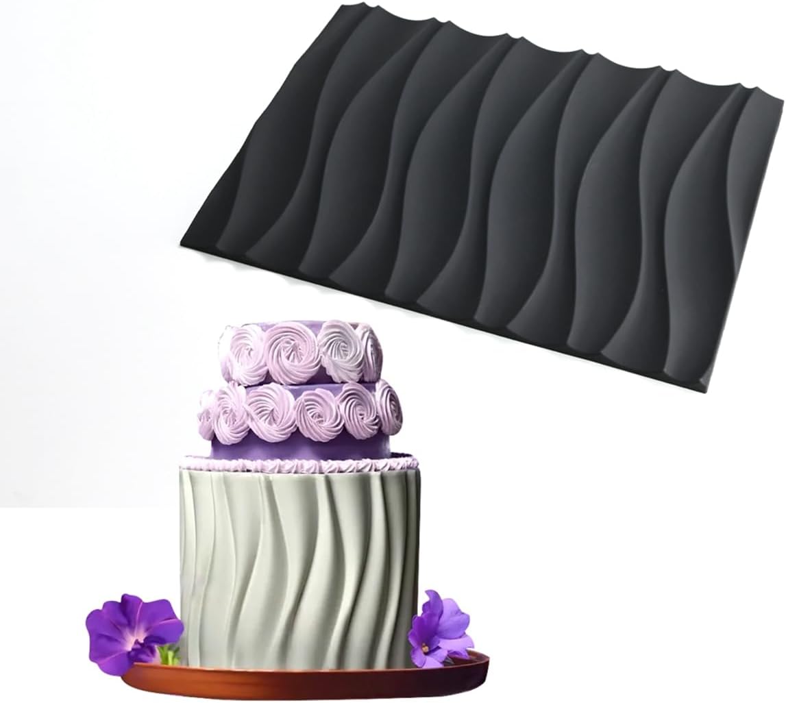 mostsom Silicone Lace Mold for Fondant, Wave Pattern Embossing Mat, and Decorating โ Flexible Food-Grade Mold for Cake, Chocolate, Resin, Soap, Clay Crafts (D_Wave)