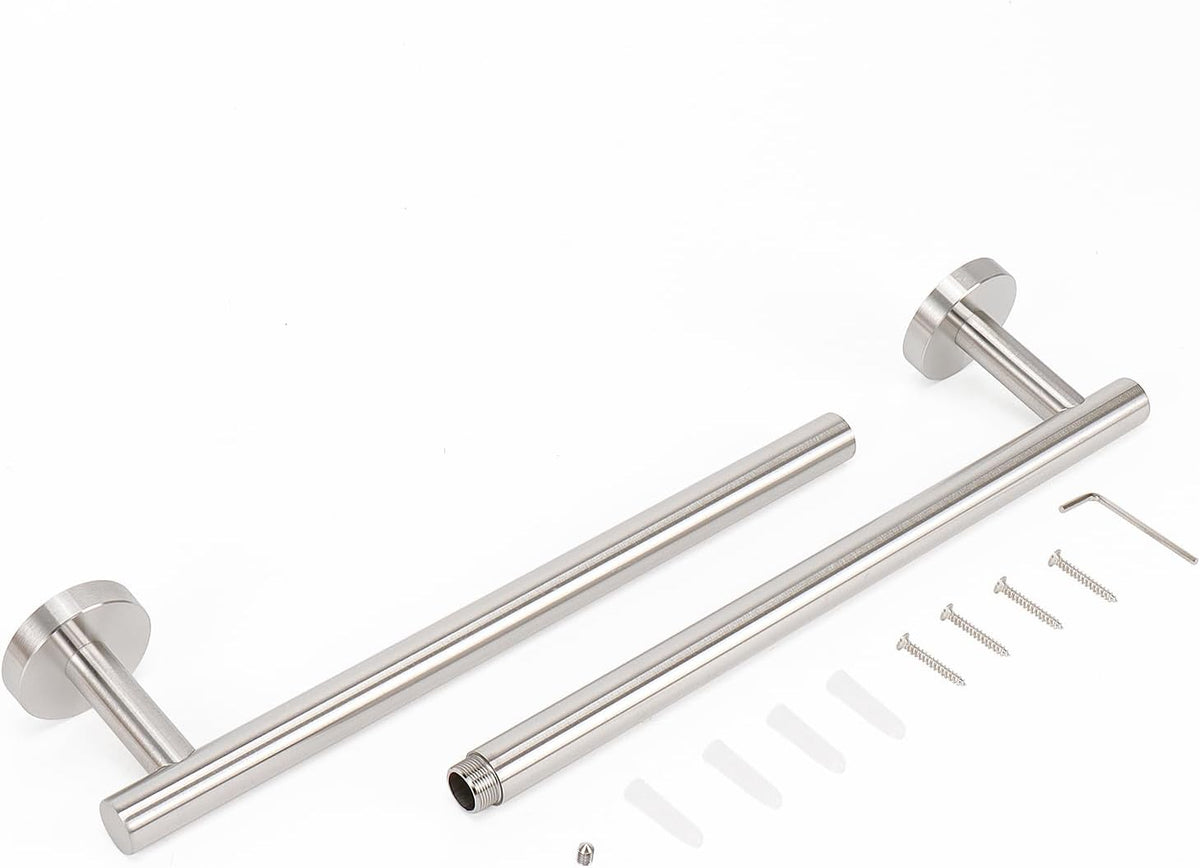 NearMoon Bath Towel Bar, Bath Accessories Thicken Stainless Steel Shower Towel Rack for Bathroom, Towel Holder Wall Mounted (2 Pack, Brushed Nickel, 24 Inch)