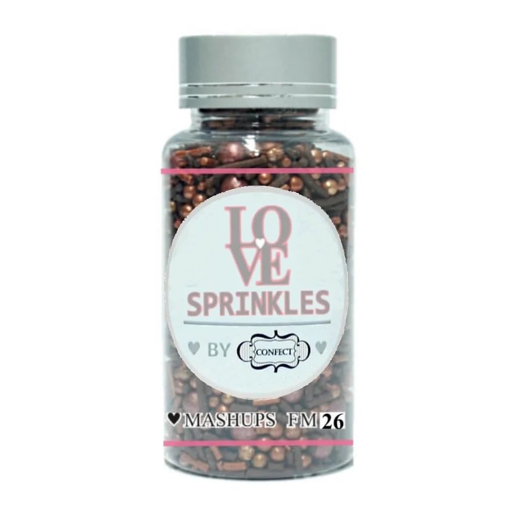 Confect Chocolate Sprinkle Mix with Bronze Pearls | Fusion Decorative Cake Topping for Cupcakes, Cookies & Desserts โ Edible Confetti Sprinkle Decoration | Vegan, Gluten-Free, Nut-Free, Soy-Free, Dairy-Free, Palm Oil-Free- 4.2 Oz