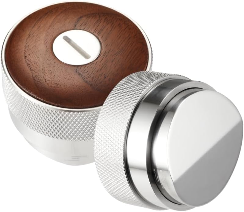 51mm distributor called Adjustable Depth espresso leveler Compatible with 51MM Machine Accessories The coffee leveler Made of Stainless Steel and Walnut wood