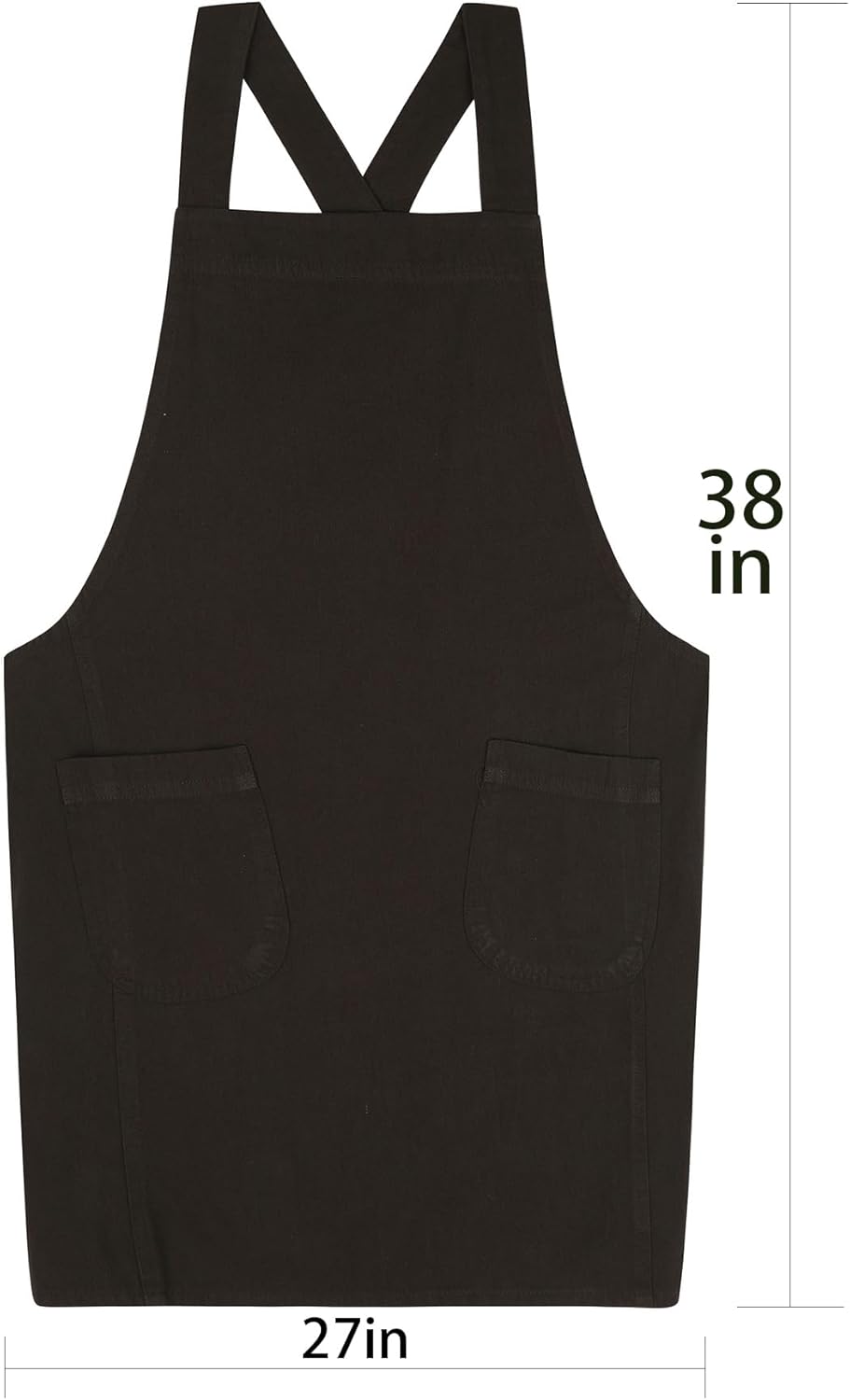 Soft Cotton Linen Apron for Women - Non-tie Cross Back Apron with Pockets, Great for Florist and Kitchen