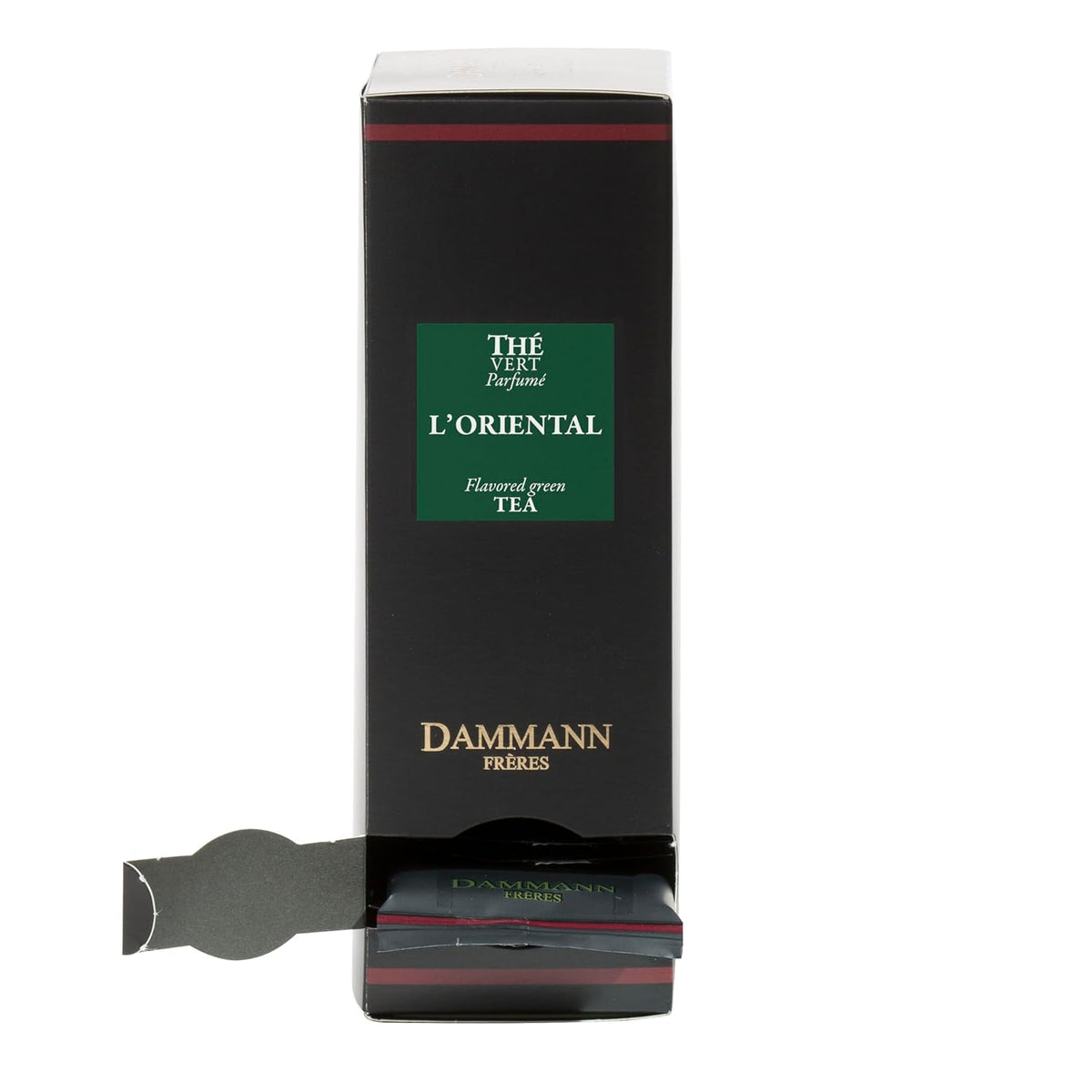 Dammann Freres Sachets, L'Ôriental Tea Bags, Premium Gourmet French Green Tea, Blend Passion Fruit, Peach, Strawberry Flavors, Individually Wrapped, 24 Count (Single Pack)