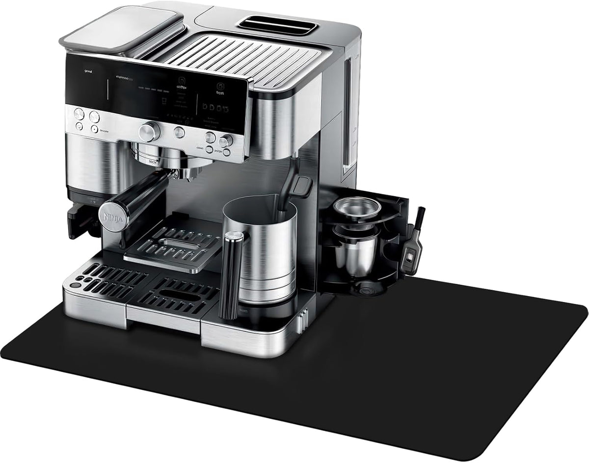 Espresso Coffee Mat for Ninja Luxe Cafe Accessories Breville Espresso Machine Accessories, 15.7x23.6 Inch Coffee Bar Mat for Countertop for Ninja Coffee Maker, Black