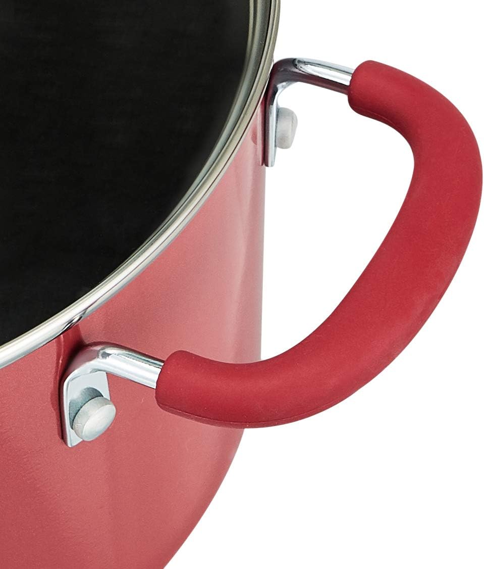 Amazon Basics Aluminum NS 12pc Red cookware set, 12 piece