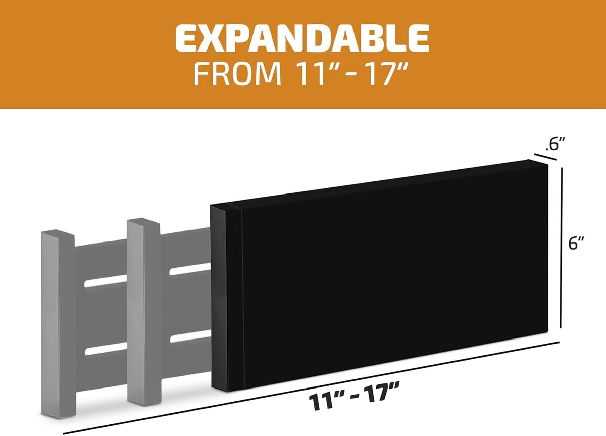6 Pack Drawer Dividers 6 Inch High, 11”-17" Adjustable Bamboo Organizers Large Expandable Drawer Separators for Cloths, Dresser, Bedroom, Bathroom, Baby Drawer, Office & Kitchen Utensils (Black)