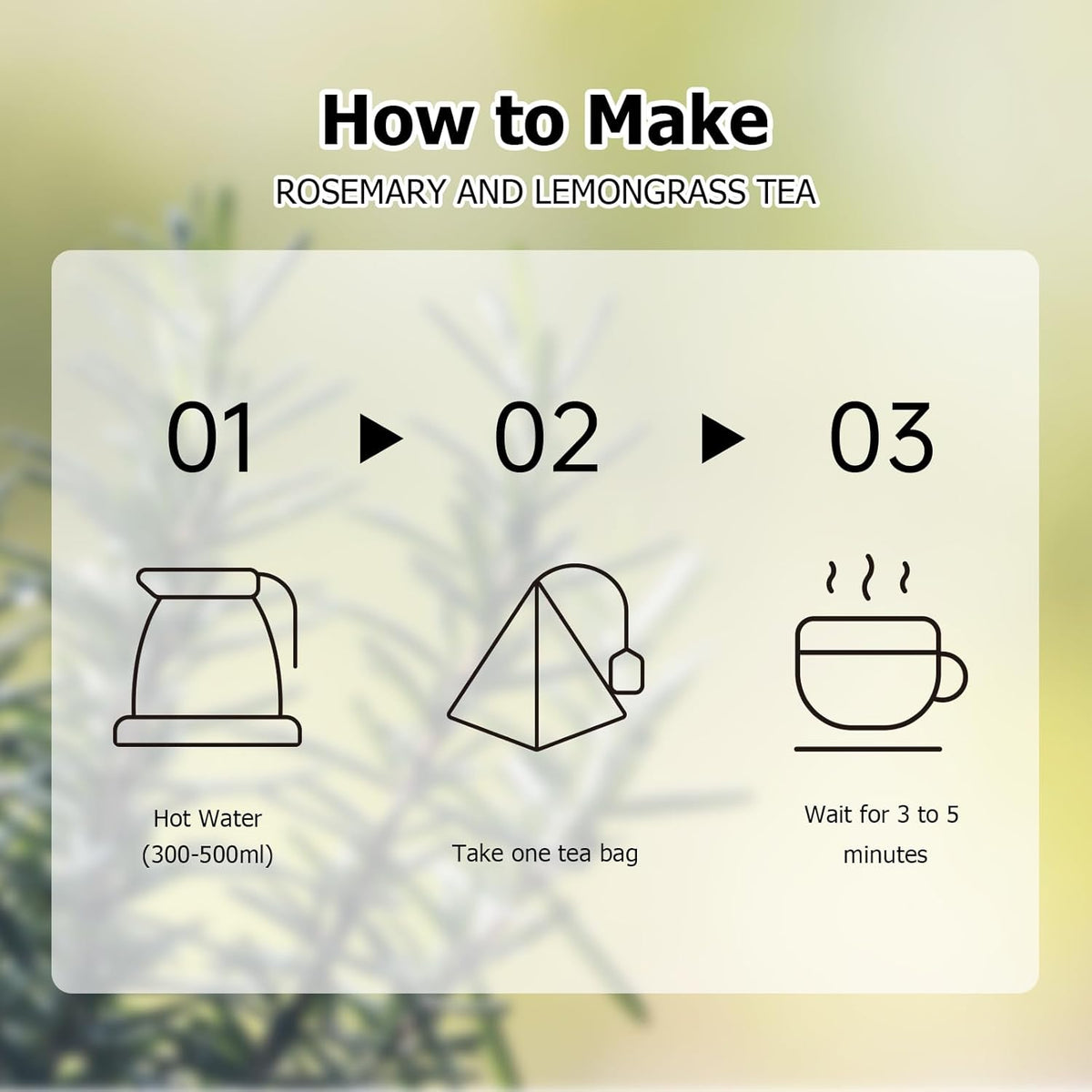 HANFANGLING Rosemary Lemongrass Herbal Tea - 20 Tea Bags, Natural Blend of Rosemary & Lemongrass, Caffeine-Free, Refreshing & Uplifting, Relaxation & Digestion