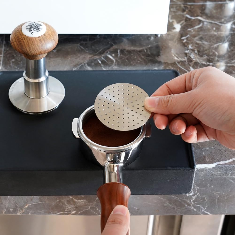 watchget 51 Espresso Puck Screen - 0.8mm Thickness Espresso Screen Double-layer Lower Shower Screen with Magnetic Nail - Metal Reusable Filter for 51mm Protafilter Basket Stainless Steel Coffee Filter