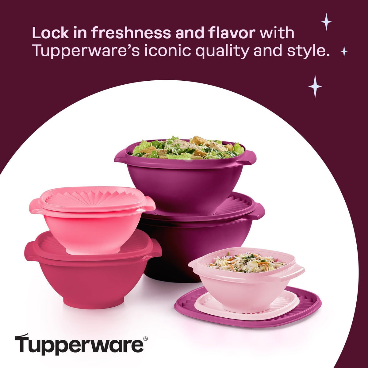 Tupperware Heritage Collection, New 10 Piece Food Storage Container Set in Vintage Pink, Dishwasher Safe and BPA Free (5 Bowls, 5 Lids)