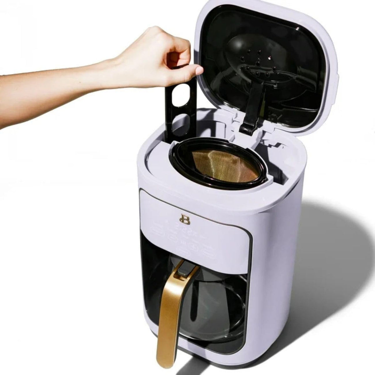 Beautiful Coffee Maker, 14-Cup, Touch Display, Programmable, 1200W, Stainless Steel, Keep Warm, 24h Timer dishwasher-safe (LAVENDER)
