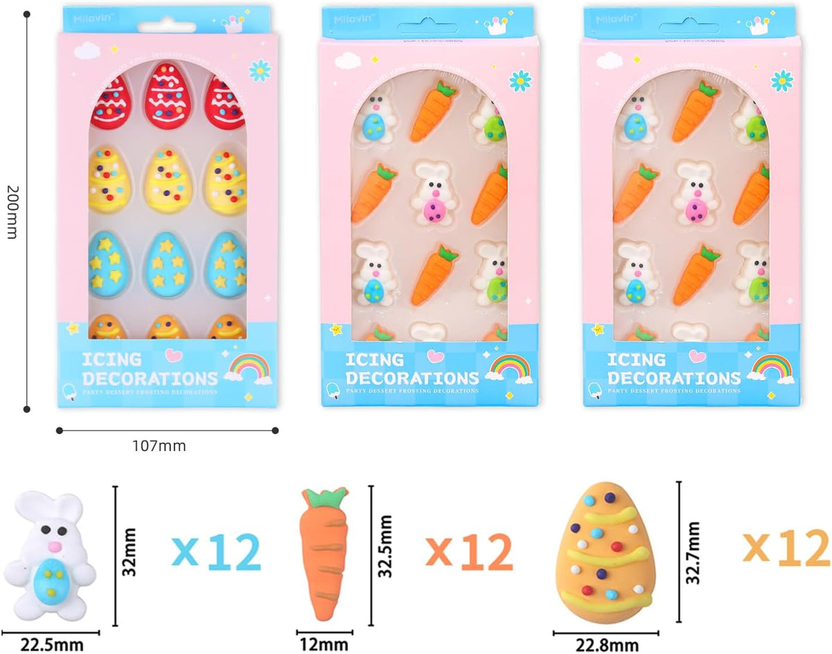 Edible Easter Cake Decorations for Cake Decorating, Carrot Cake Decorations, Bunny Cupcake Toppers for Easter Theme Cake, Macarons, Cookies, Waffles, Cakecircles