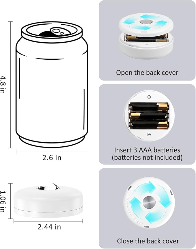 Yiliaw LED Puck Lights with Remote, Magnetic AAA Battery Operated Light, Under Cabinet Lighting, Tap Lights with Dimmer & Timmer for Kitchen, Closet, Shelf - 6 Pack, White