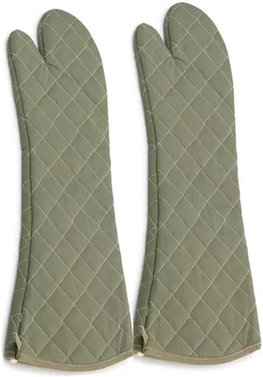 Extra Long 24 Inch Heat Resistant Oven Gloves New Cotton Oven Mitts Kitchen Gloves High Temperature Cooking Tool BBQ Gloves (24" Green, 24 Inch)
