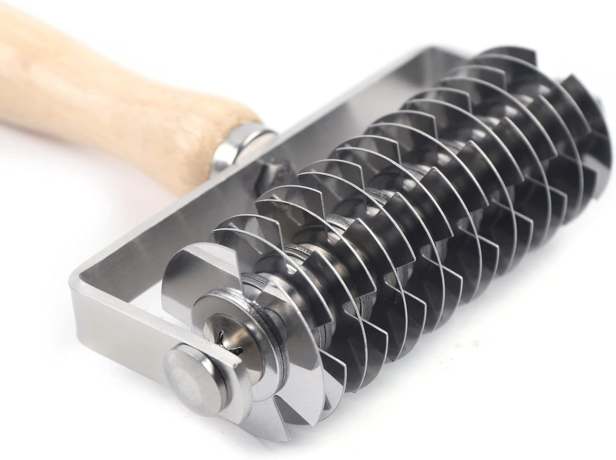 Lattice Roller Cutter Stainless Steel Lattice Pastry Cutter with Wood Handle, Dough Lattice Roller, Tool Kitchen Roller Cutter for Making Biscuits, Bread, Pizza, Cookie, and Pastry
