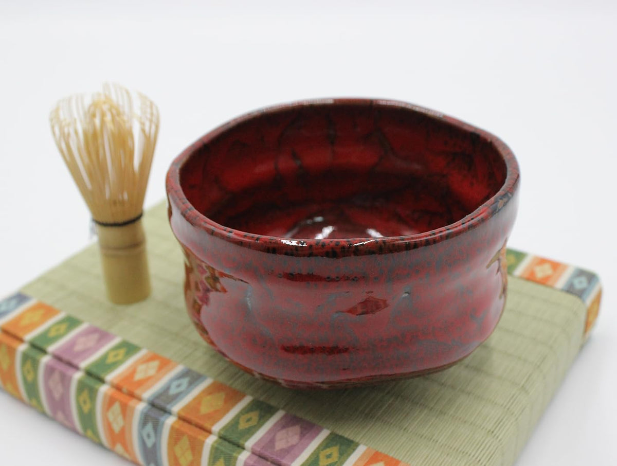 Japanese Traditional Handcrafted Matcha Chawan Tea Bowl Cup Ceremony Tableware Pottery (Tenmoku Beninagare)
