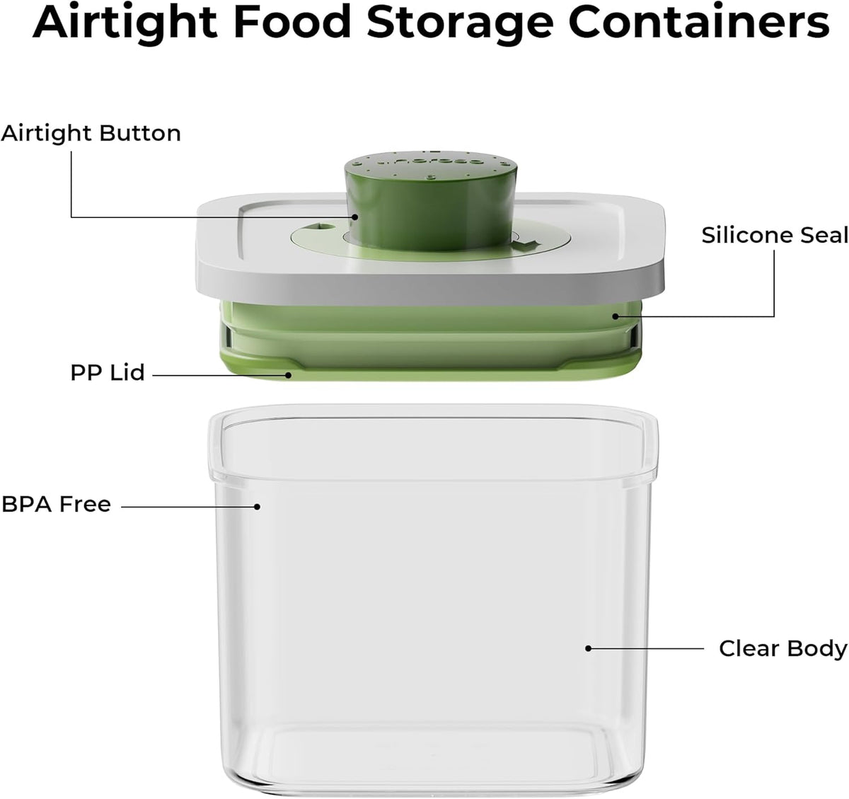 linoroso Pop Airtight Food Storage Containers with Time Recording Lids, BPA-Free Stackable Plastic Storage Containers Set of 4, Dry Cereal Container Set for Pantry Countertop Fridge Organization