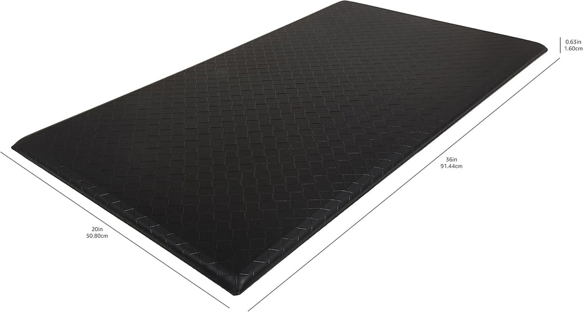 Amazon Basics Anti-Fatigue Standing Mat, Non-Slip, Comfort Mat for Home and Office, 20W x 36L x 0.6Th in, Black, 1-Pack