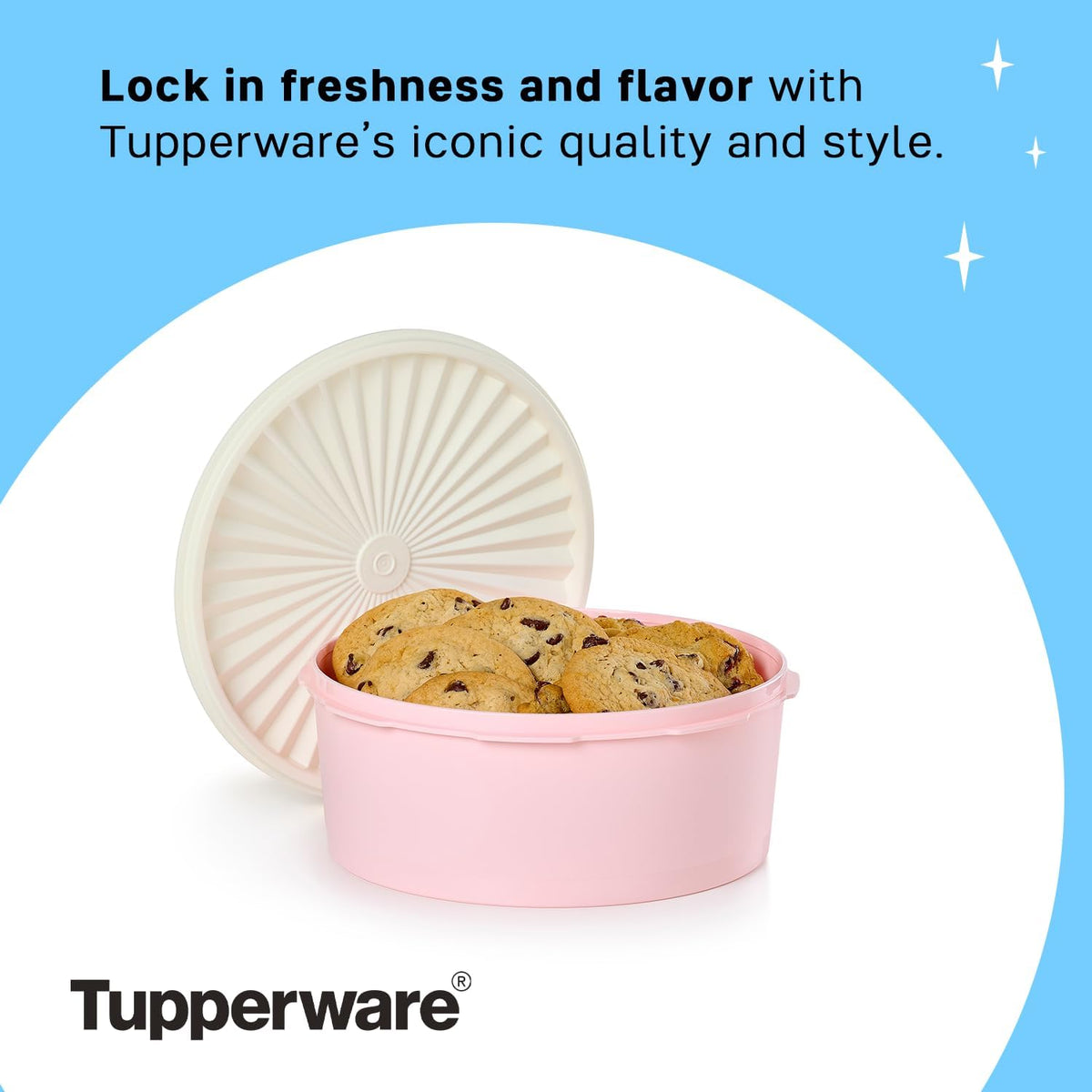 Tupperware Heritage Collection 7.6 Cup Cookie Canister, Vintage Blue Color, Dishwasher Safe and BPA Free Container (1.8 L)