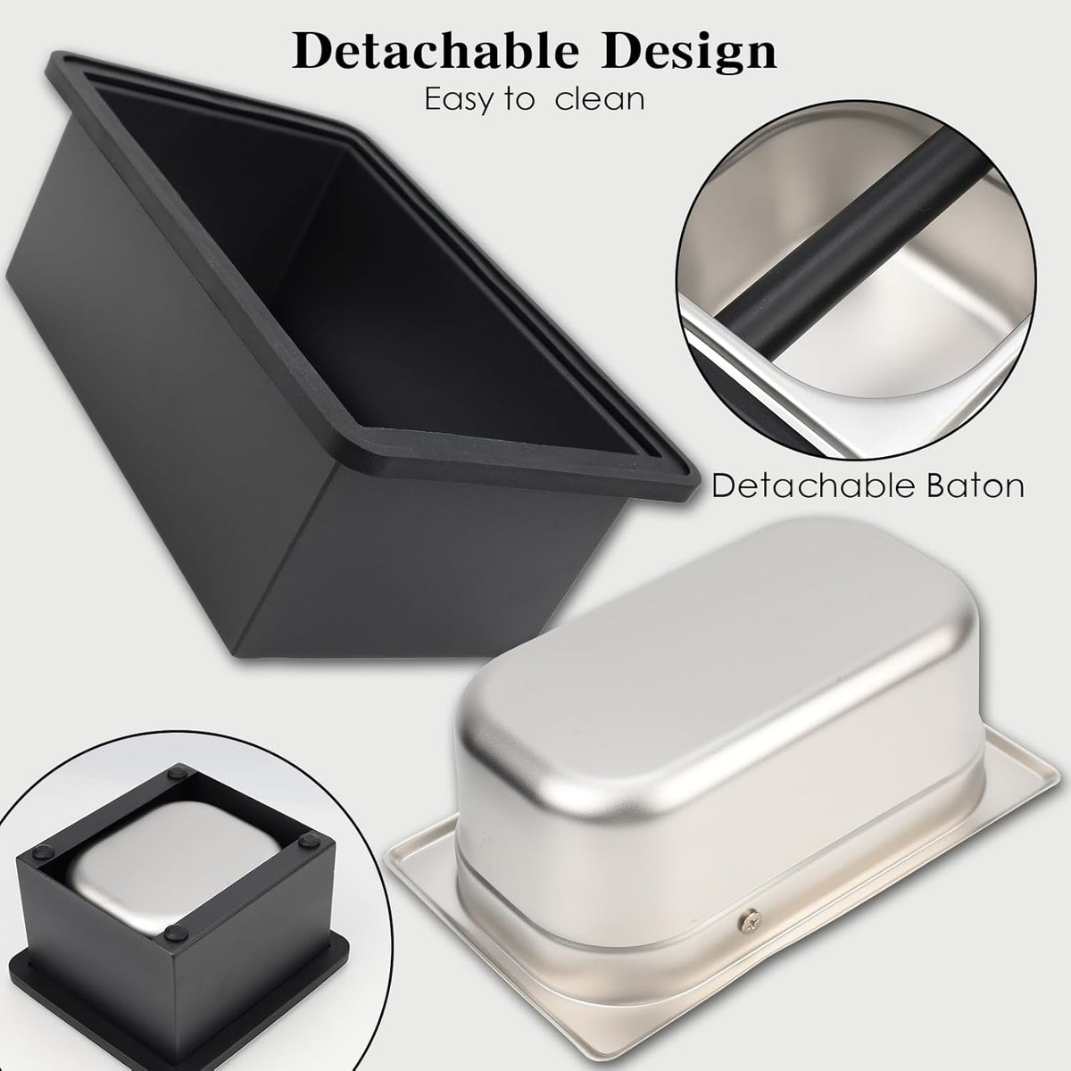 Espresso Knock Box, Stainless Steel Coffee Bag Container, With Steel Bracket And Noise Reducing Rubber Ring (L)