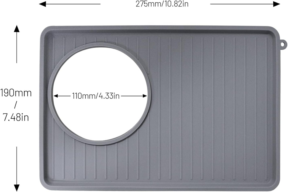 Coffee Mat for Breville 876, Espresso Tamper Mat, Food Grade Silicone Non-Slip, 10.83in x 7.48in, Waterproof Heat Resistant, Espresso Tamping Station for Espresso Machine Barista Accessories (Grey)