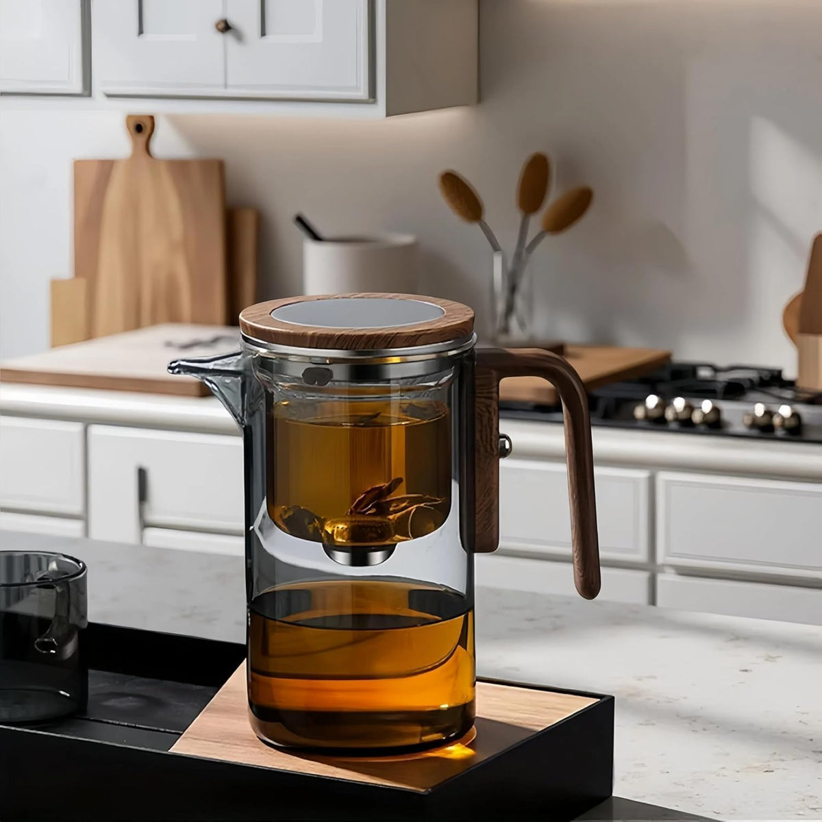 Enchanti Tea Pot, Creative Witchcraft Magic Glass Teapot, Detachable Loose Tea Glass Tea Infuser, Ideal for Tea Steeper-20oz (approx. 600 ml)(Gray)