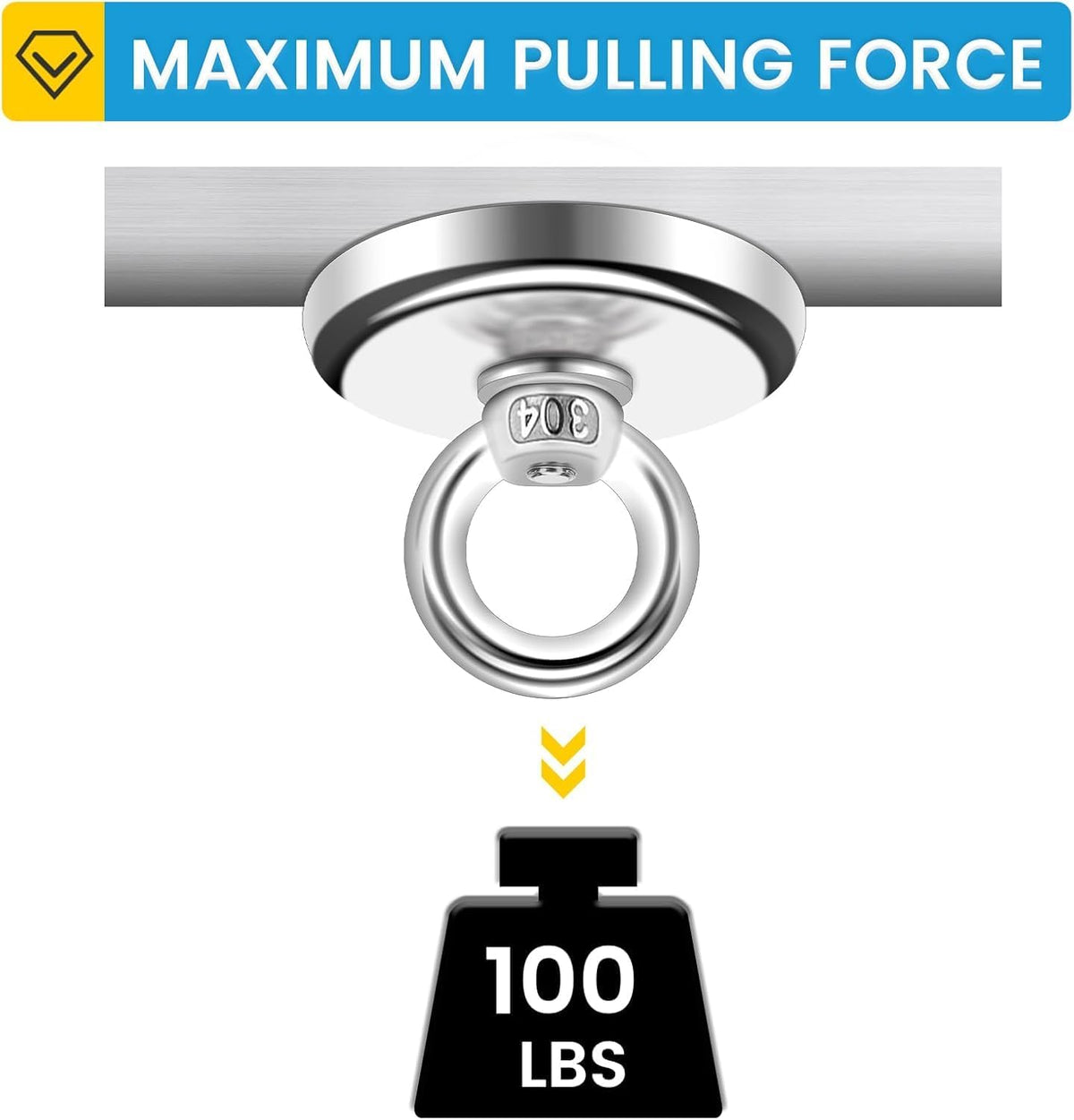 Magnetic Hooks, 100 LB(45KG) Heavy Duty Magnetic Hooks with Countersunk Hole Eyebolt, Perfect for Home, Kitchen, Workplace, Office and Garage, Pack of 50