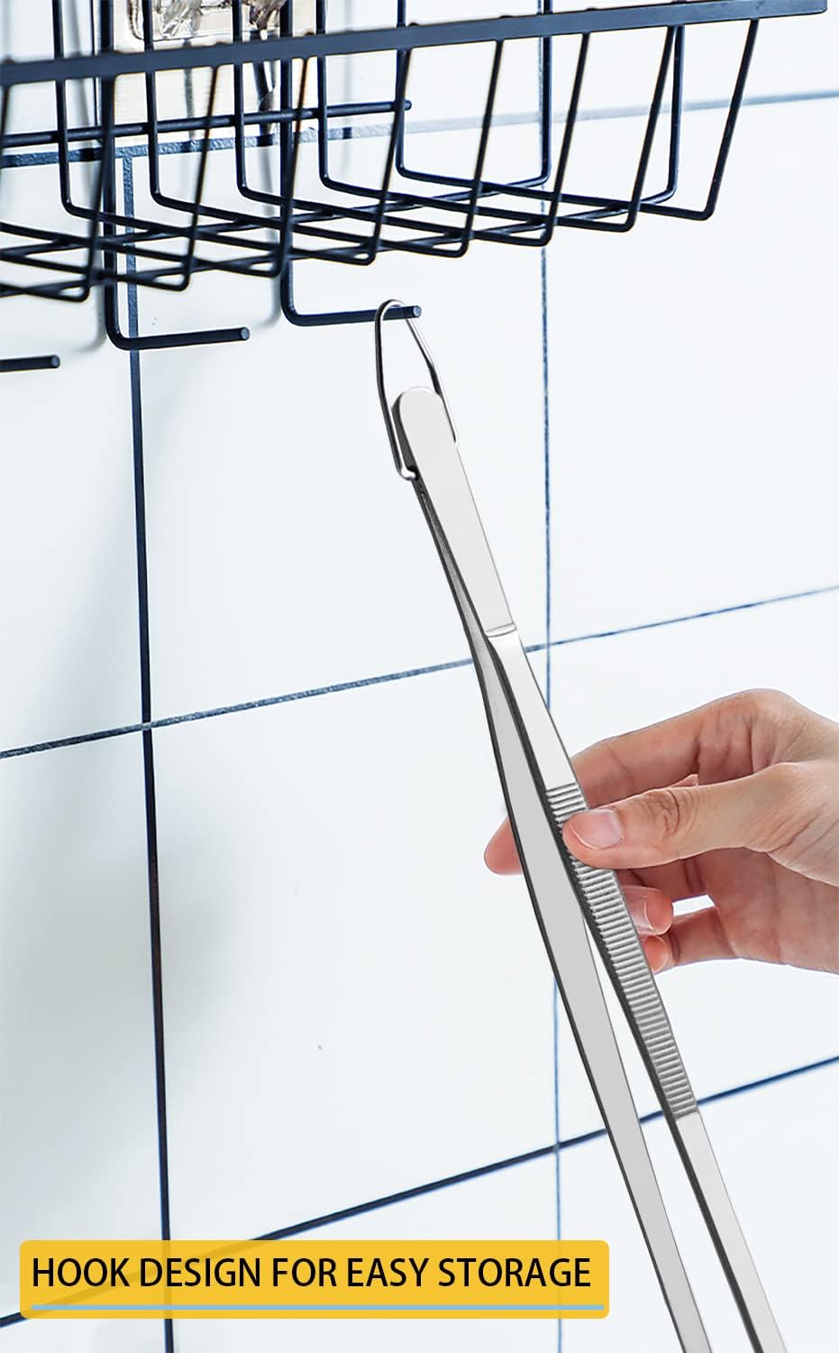 JETKONG 12-Inch Kitchen Tweezers Fine Tweezer Tongs Extra-Long Stainless Steel Cooking Tweezers