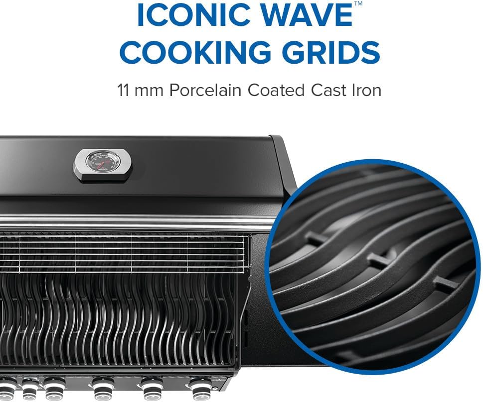 Napoleon Rogue PRO 625 Natural Gas Grill with Infrared Side Burner, Black, Durable 6-Burner Cooking Power