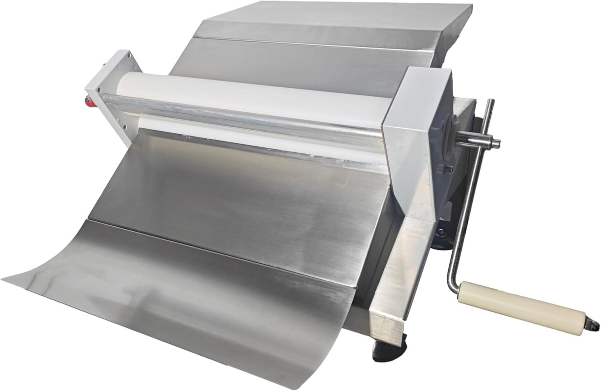 Manual Dough Sheeter Machine 16.5" – Stainless Steel Pastry Roller with Adjustable Thickness for Fondant, Pizza, Croissants & Puff Pastry