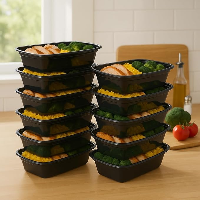 Ruthy's Outlet Meal Prep Containers W/Lids -Square Food Storage – BPA-Free| Stackable | Microwave | Freezer & Dishwasher Safe | Reusable Lunch Bento Box Portion Control & Planning (15 Pack, 16 oz)