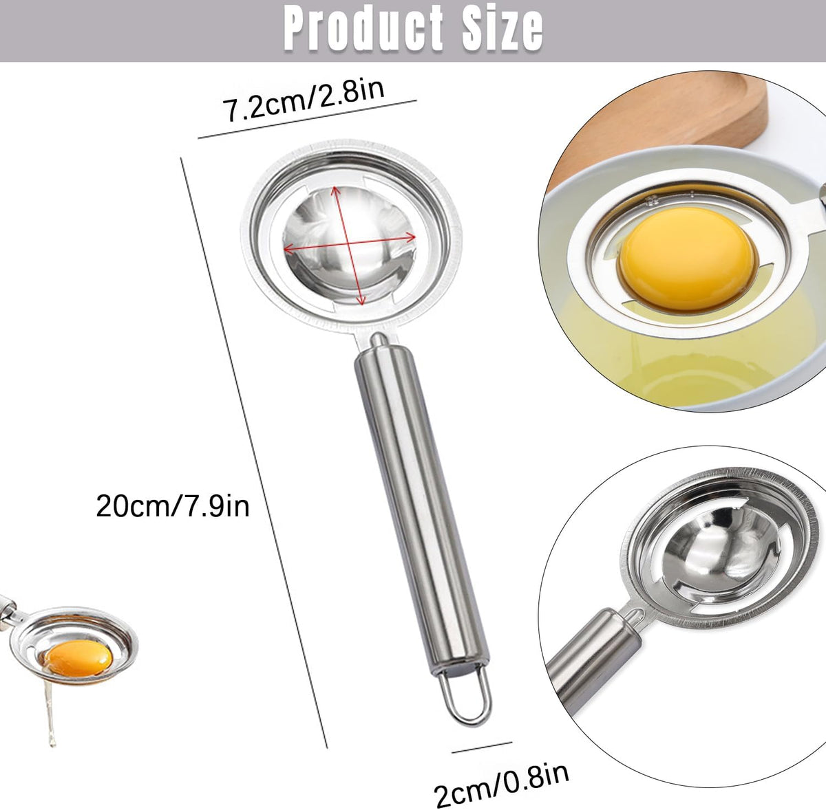 Egg Separator,Stainless Steel Egg Yolk White Separation Tool