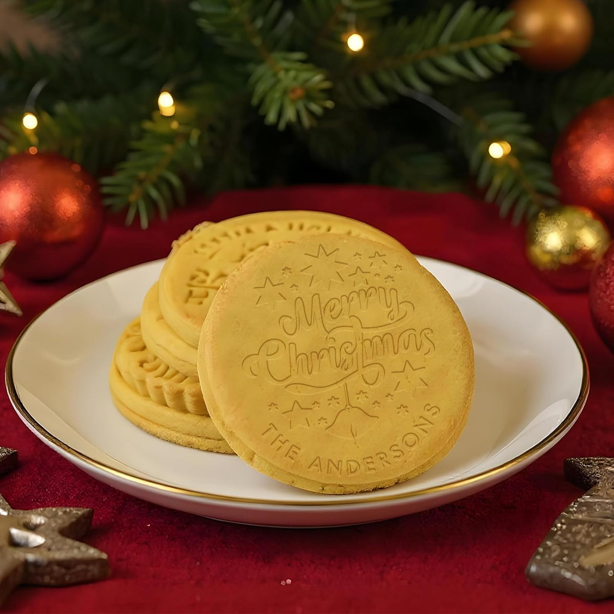 Personalized Christmas Cookie Stamp Custom Acrylic Cookie Embossing Mold with Handle for Baking Decoration