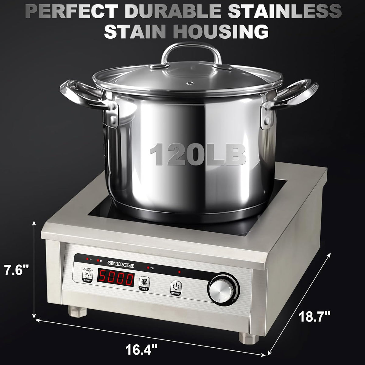 Commercial Induction Cooktop 5000W/220V Professional Commercial Range Countertop Burners Hot Plate Electric Stove for Kitchen Restaurant Hotel School