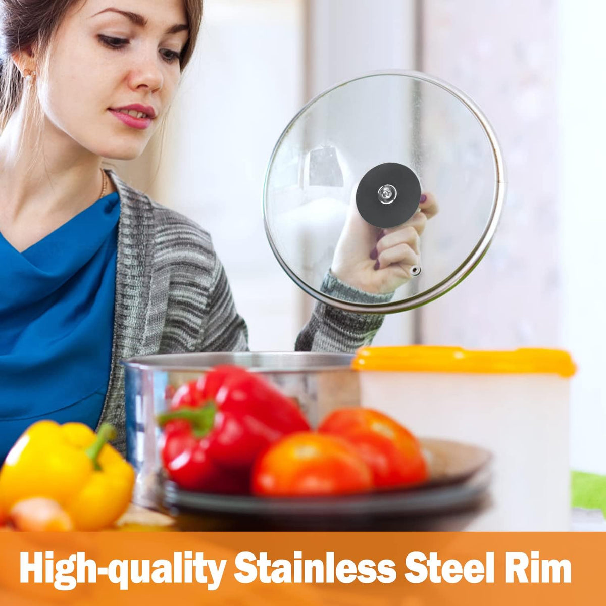 Wadaza Pan Lid 9 Inch - Tempered Glass Pot Lid - Oven Safe Replacement Glass Lid for Frying Pan Wok Pot Skillet