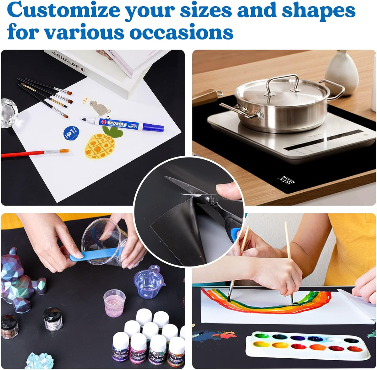 LET'S RESIN Extra Large Silicone Mat for Crafts,36''x24''Nonstick &Nonskid Heat-Resistant Silicone Crafts Mat, Easy Clean&Store Multipurpose Silicone Mat for Resin, DIY Art,Paint, Clay