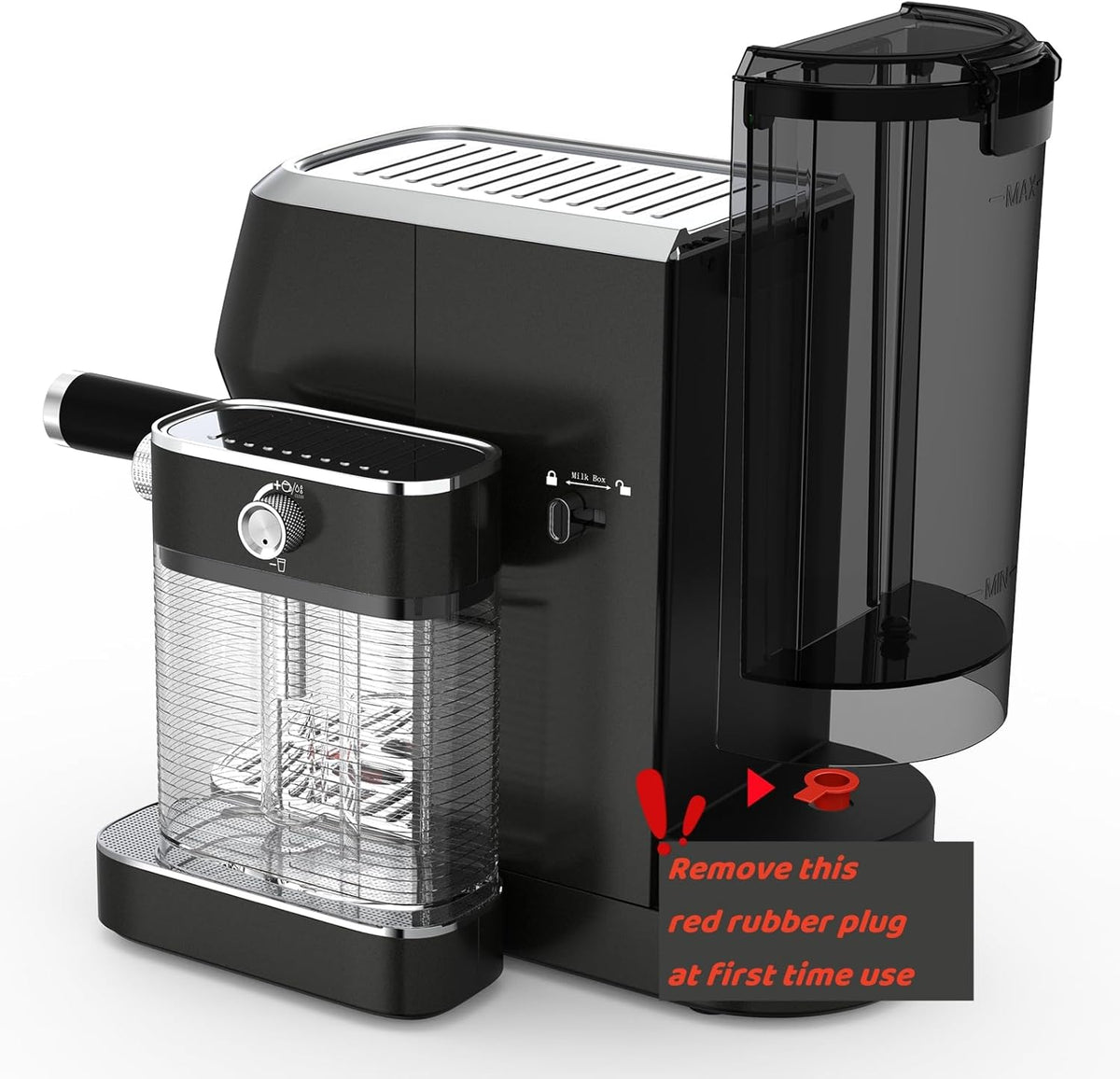 Cappuccino Machine 20 Bar, Professional Espresso Machines for Home and Office with Automatic Milk Frothering System, Barista Compact Latte Maker for Coffee Lovers, Stainless Steel-Black