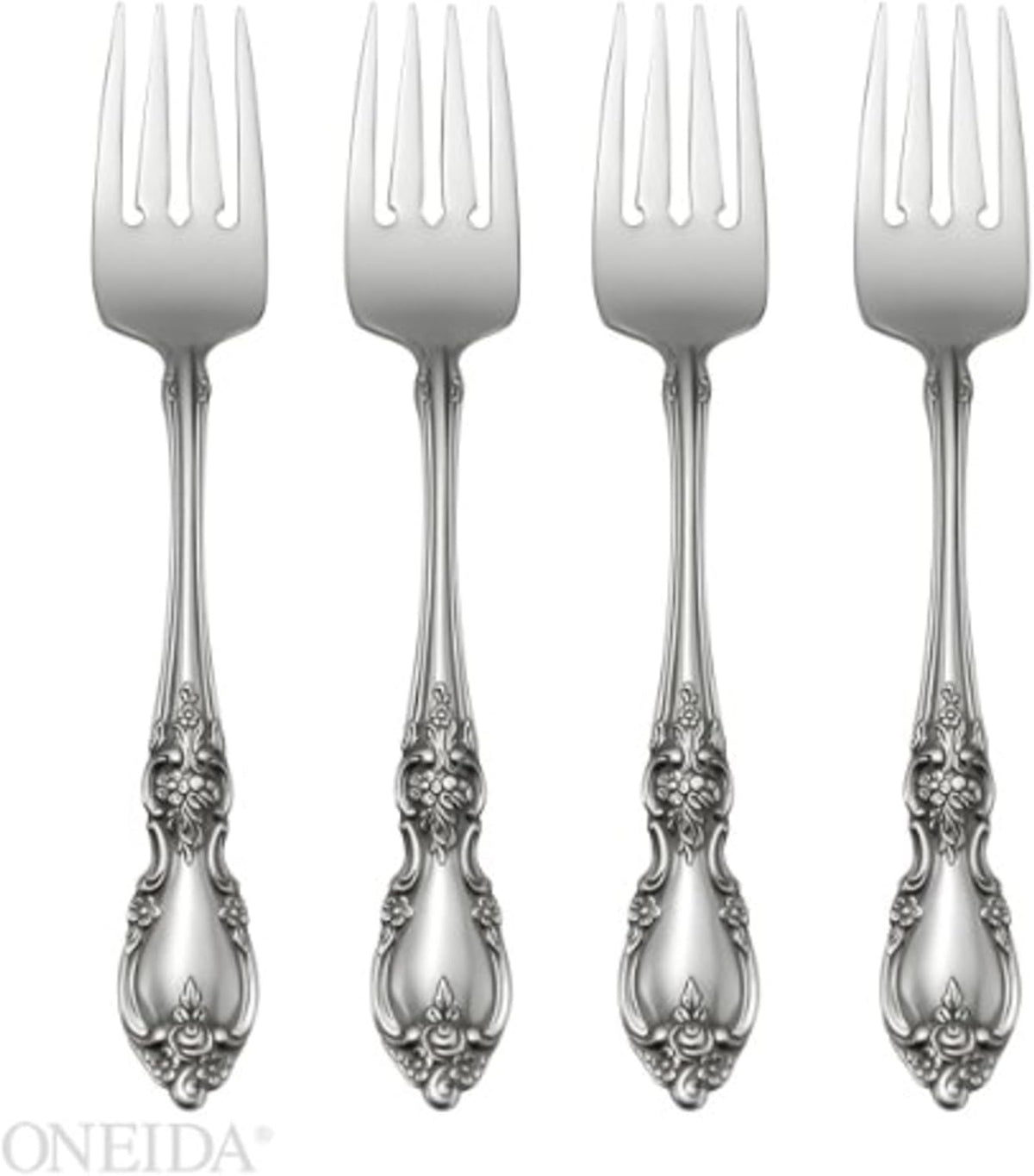 Oneida Louisiana Fine Flatware Salad Forks, Set of 4, 18/10 Stainless Steel