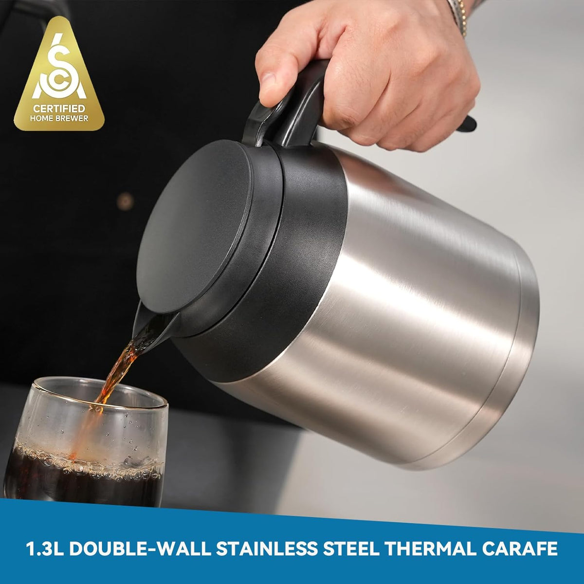 Bonavita 8 Cup Drip Coffee Maker Machine, One-Touch Pour Over, Auto Pause Brewing with Stainless Steel Double Wall Thermal Carafe, SCA Certified, Dishwasher Safe, BV1901TS