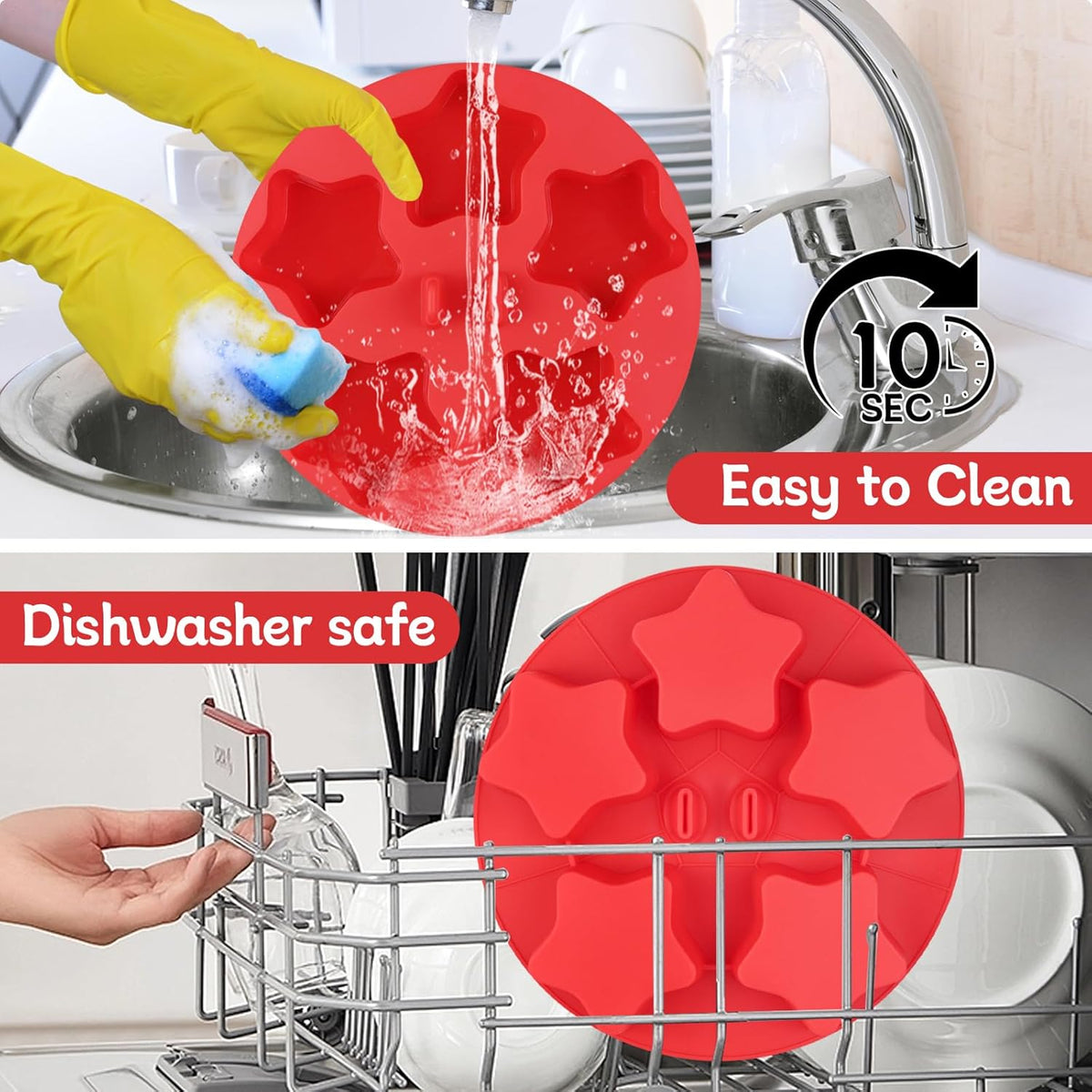 Silicone Air Fryer Muffin Pan for Baking with Star Shape 1Pcs, Non Stick Silicone Cupcake Pans 5 Cups Egg Bites Mold, Muffin Tins for Oven Instant Pot Toaster Dishwasher