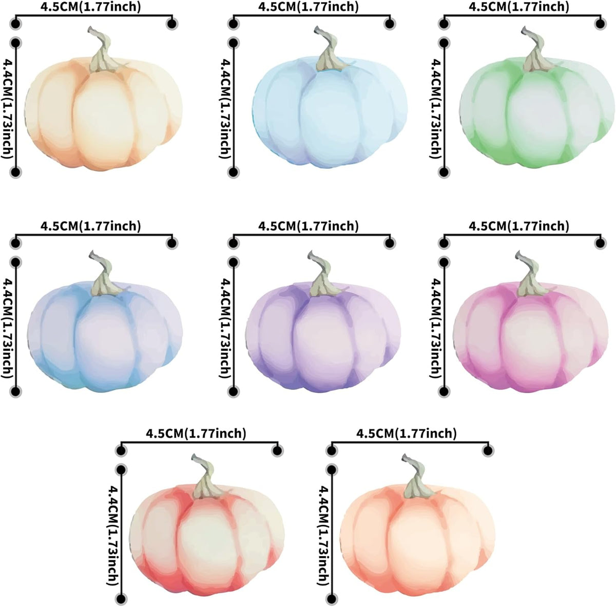 40Pcs Edible Pumpkin Cupcake Toppers Autumn Thanksgiving Theme Party Wafer Paper Color Pumpkin Cupcake Toppers Baby Gender Reveal Party Supplies